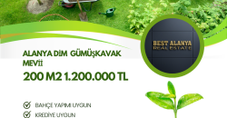 ALANYA KESTEL DİM GÜMÜŞKAVAK MEVKİİNDE SATILIK 200 M2 BAHÇE YAPIMINA UYGUN YOL VE SU SORUNU YOK