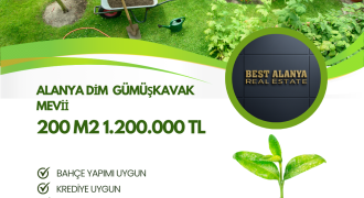 ALANYA KESTEL DİM GÜMÜŞKAVAK MEVKİİNDE SATILIK 200 M2 BAHÇE YAPIMINA UYGUN YOL VE SU SORUNU YOK