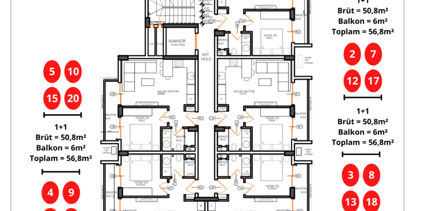 OBA SATILIK 1+1 BOŞ RESİDENCE ALANYA YUKARI OBA LUNA LOFT