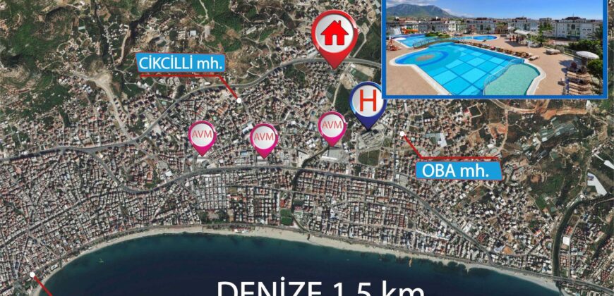 Alanya cikcilli satılık 2+1 eşyalı residence alanya Olive City Residence