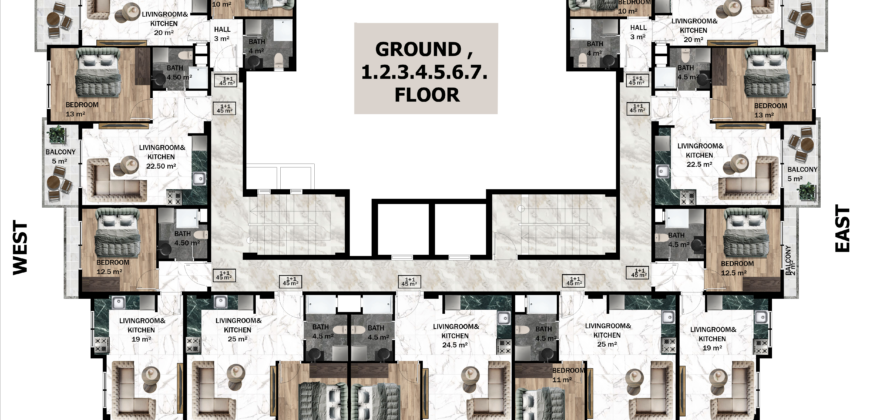 AVSALLAR SATILIK 1+1 BOŞ RESİDENCE  FENERCİOĞLU SKYLAND