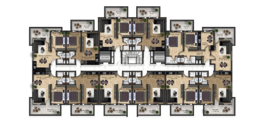 MAHMUTLAR SATILIK 1+1 BOŞ DAİRE ALANYA  FLORA CORNER