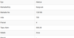 KARGICAK ARSA İKİ AYRI TAPU TOPLAM 1.000M2 YOL CEPHELİ 375.000€