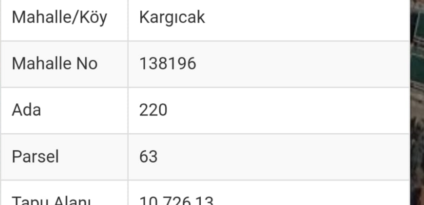 KUMÇUKURU KARGICAK ALANYA 10.726M2 SATILIK TARLA 110.000.000TL