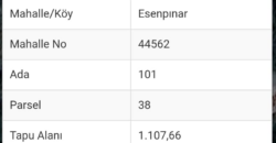 ESENPINAR GAZİPAŞA ALANYA 1.108M2 SATILIK TARLA 300.000TL