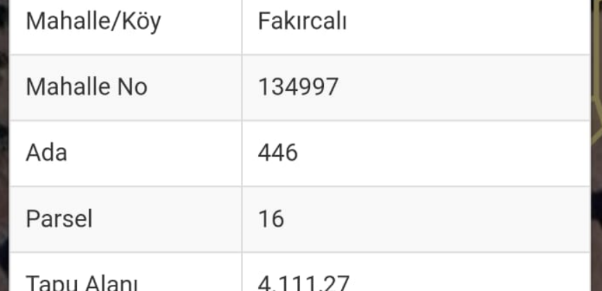 FAKIRCALI YAYLADA DEMİRTAŞ ALANYA 4.111M2 SATILIK TARLA 4.000.000TL