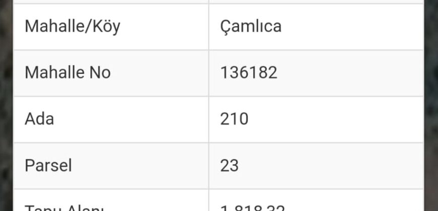 ÇAMLICA DEMİRTAŞ ALANYA 1.818M2 SATILIK TARLA 1.250.000TL